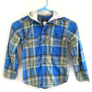 Carters' boy's hoodie plaid shirt, size 6.